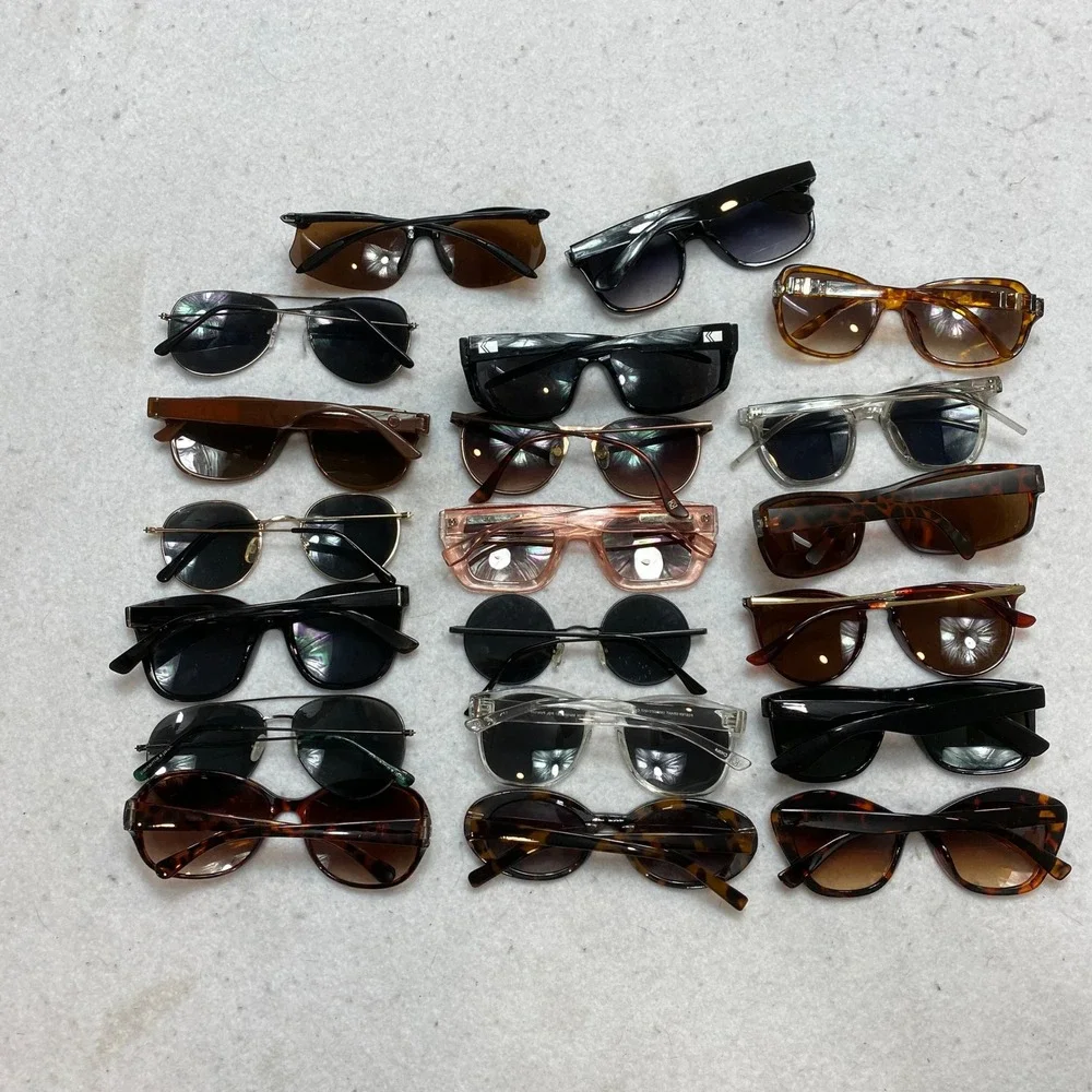 Lot Of 20 Sunglasses Mixed Unisex OS Multi Color Aviator Retro Y2K Pairs Bundle
